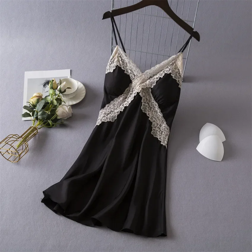 Babydoll Chemise Night - Dames sexy lingerie satijnen nachtjapon zijden